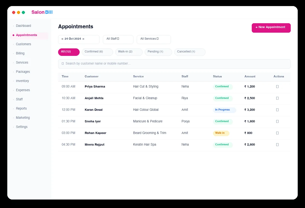 SalonBill October 2024 feature release highlights and appointment management
